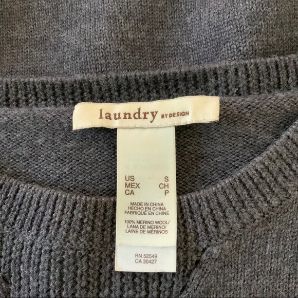 LAUNDRY BY DESIGN Grey Wool Short Sleeve Sweater - Picture 4 of 4